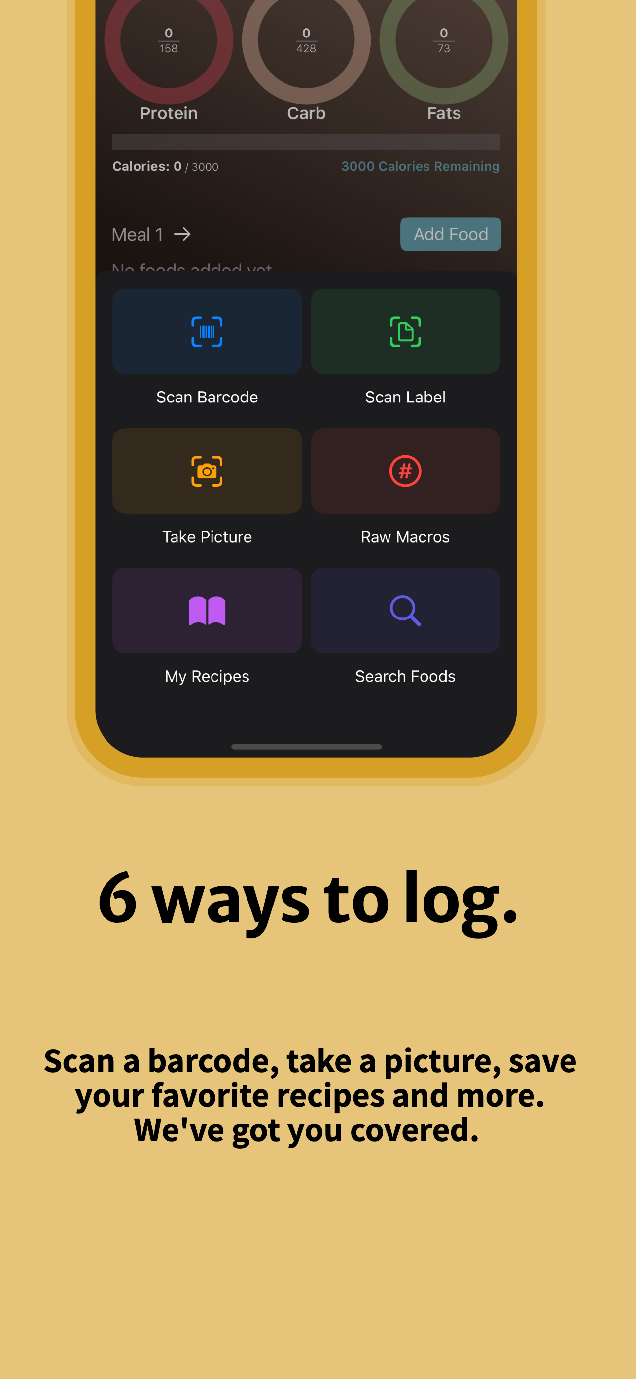 Yumo food logging options