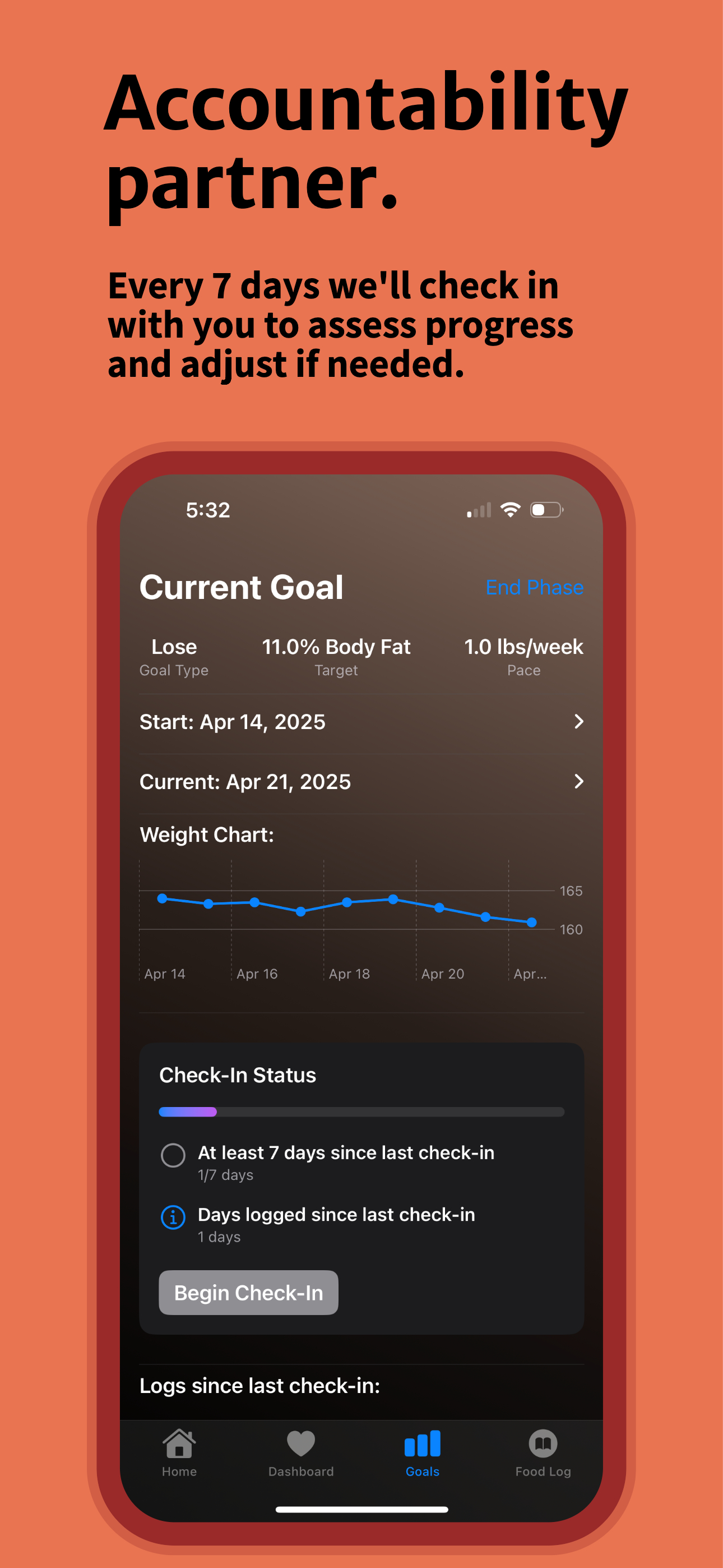 Yumo progress tracking and check-ins